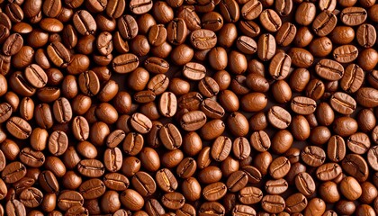 Fototapeta premium Rich Roasted Coffee Beans CloseUp Perfect Breakfast or Cafe Background Texture.