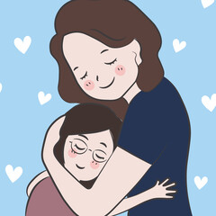 mother and daughter hugging each other with love