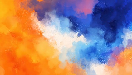 Fototapeta premium Colorful background with orange, blue, and white gradient. Abstract watercolor painting with a blurred texture. Background for design in digital art. Vector illustration.