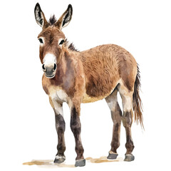 Donkey, watercolor drawing vector, isolated on a white background.