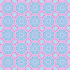 Seamless kaleidoscope floral pattern pastel pink and turquoise floral kaleidoscope with geometric shapes, creating a soft and dreamy design for fabric, wallpaper, and backgrounds