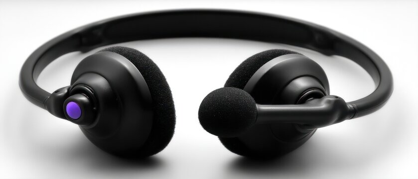 Black headset on white background