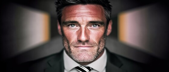 Businessman, serious expression, intense gaze