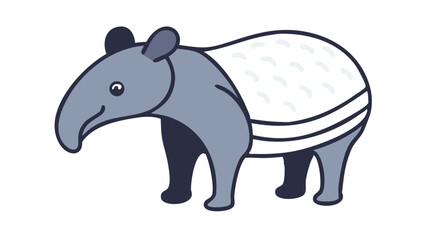 Cute and Expressive Tapir Logo Icon Featuring Rounded Body, Short Snout, and Smooth Curved Lines