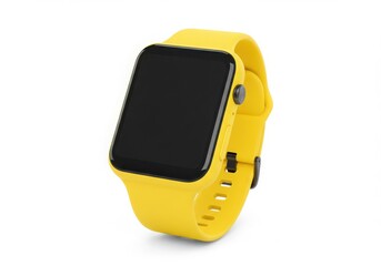 Yellow smartwatch with a blank screen on display