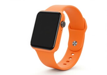 Orange smart watch with black screen on display