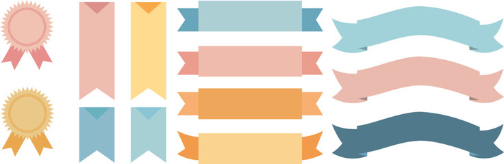 Colorful Flat Ribbon Banners Collection for Design and Decoration