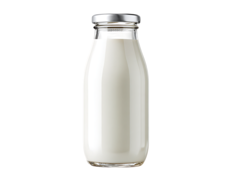 White background with various milk bottle types