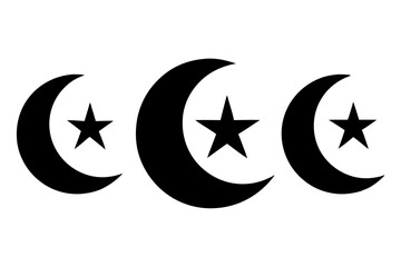 Three Crescent Moons and Stars, Black Silhouettes