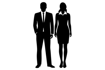 Businessman and businesswoman silhouettes, black, formal wear