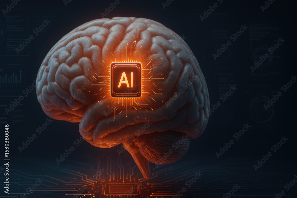 Poster image showcases brain integrated with microchip symbolizing neurotechnology, representing fusion of 