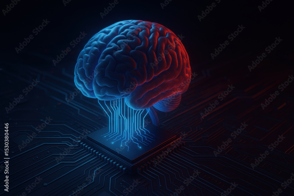 Poster image showcases brain integrated with circuit board, symbolizing fusion of neurotechnology and artif