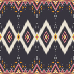 ikat pattern fabric heritage Colorful geometric pattern with diamond shapes and intricate details