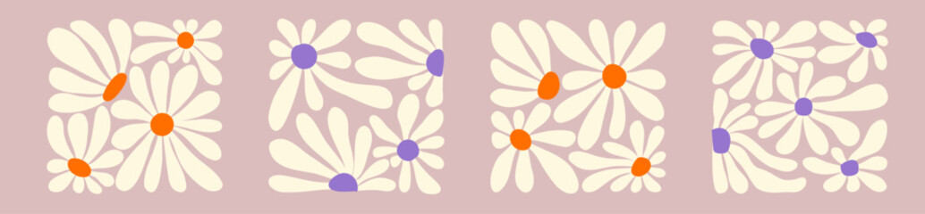 Bold 70s floral wave background