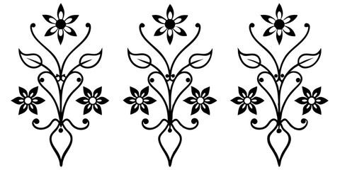 Fototapeta premium Elegant black and white floral design elements