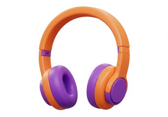 Orange and purple wireless headphones on display