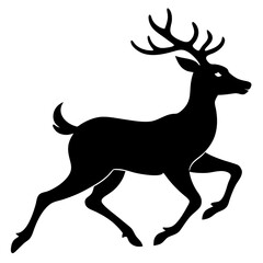 Black silhouette of a running stag