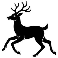Black silhouette of a running stag