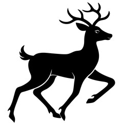 Black silhouette of a running stag