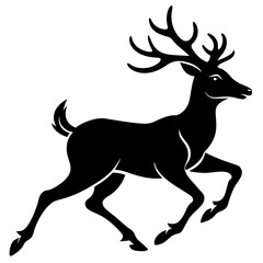 Black silhouette of a running stag
