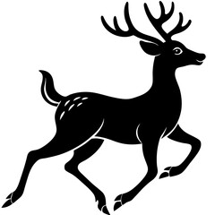 Black and white silhouette of a running buck