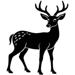 Obraz premium Black silhouette of a male deer