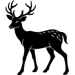 Black silhouette of a male deer with antlers