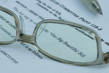 Plakat Closeup of the documents of the One Big Beautiful Bill Act (OBBBA), a budget reconciliation bill in the 119th United States Congress.