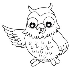 Cute cartoon hand drawn vector owl outline.