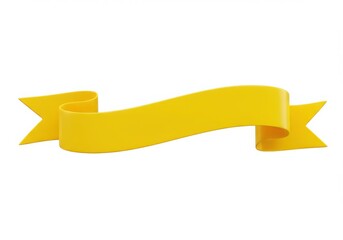 Yellow ribbon banner with curled edges