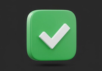 Green square with white check mark on dark background
