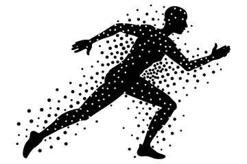 Running Silhouette Halftone, Athlete in Motion, Sport Graphic