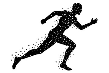 Running Man Silhouette, Dotted, Abstract