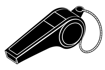 Black and White Whistle Illustration, Sports Referee Icon