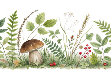 mushrooms in the grass