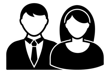 Couple Icon, Man Woman, Black Silhouette