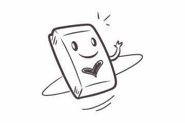 Happy Book Character Cartoon, Waving, Heart Design