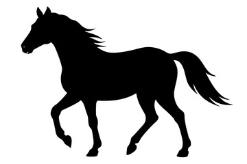 Black Silhouette of a Horse in Motion, Elegant Equine Design