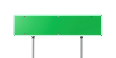 Blank green direction sign for roadway information, perfect for custom text and providing guidance and location details