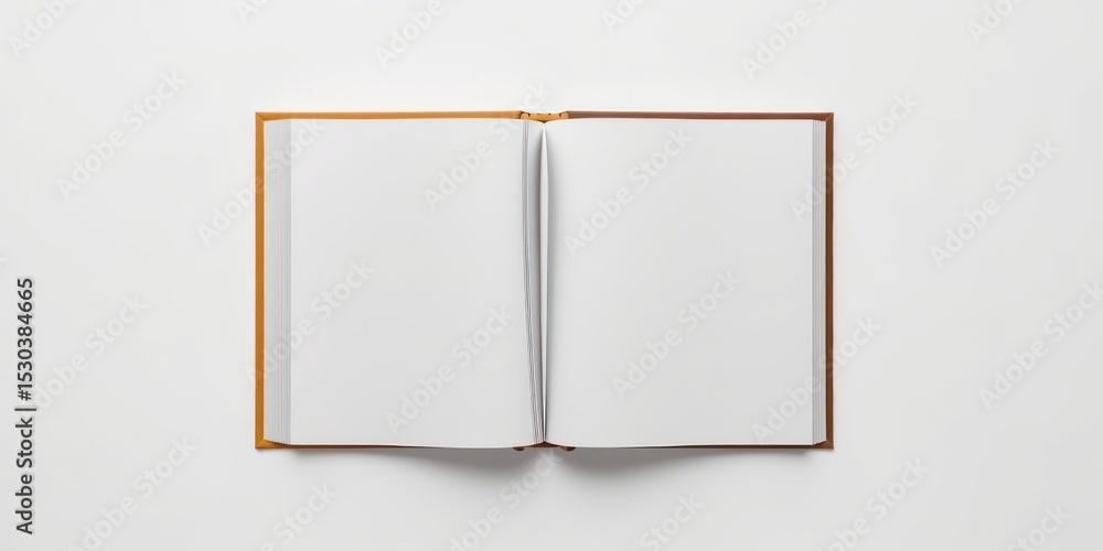 Poster open book with blank pages spread against a simple, clean background creates an invitation to fill t