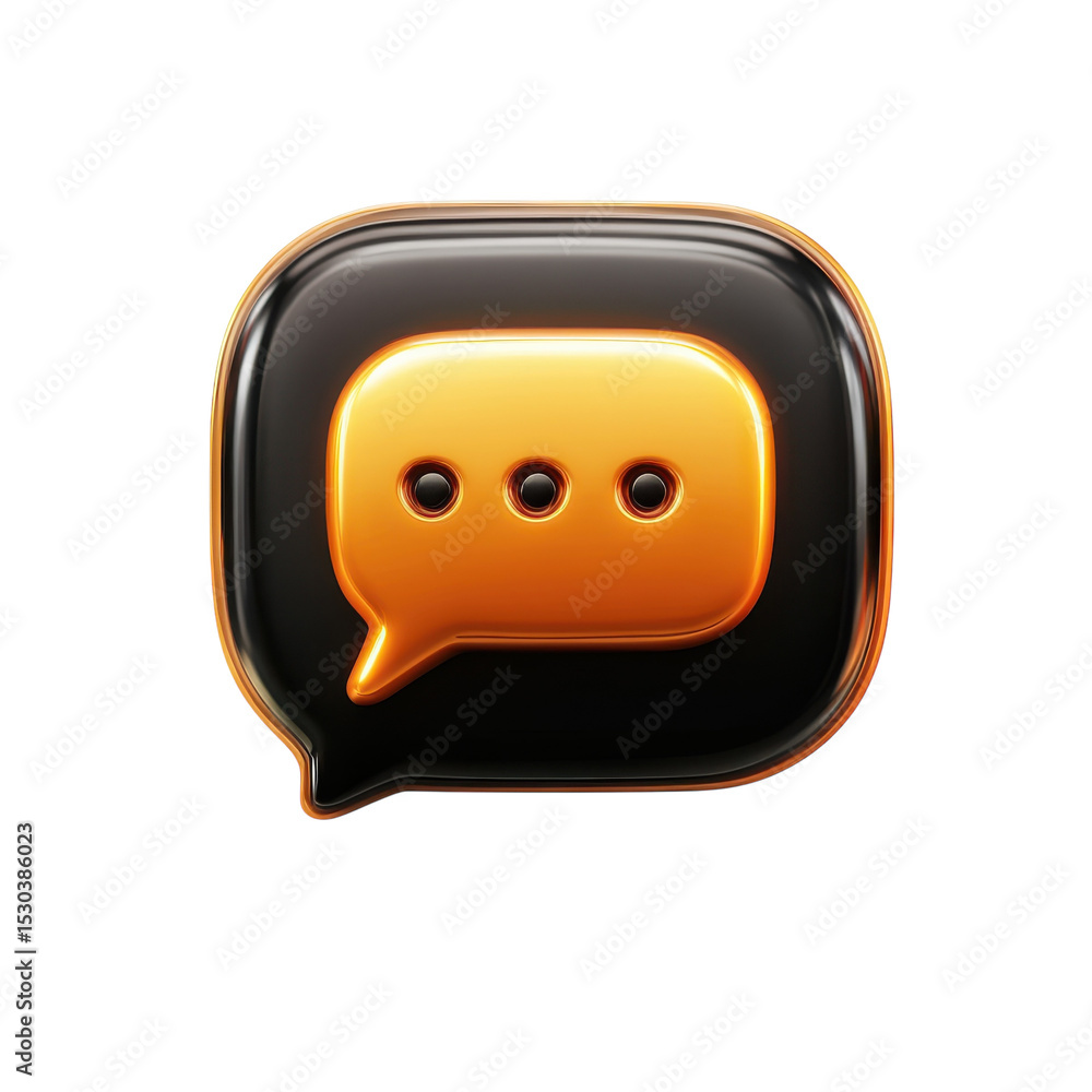 Poster glossy message icon speech bubble graphic chat symbol communication on transparent background