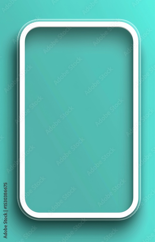 Poster minimalist blank text box with rounded corners on teal background promoting clean design