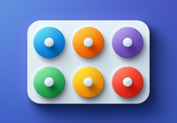 Colorful circular icons in a grid pattern with shadows