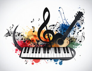 grunge music background with guitar
