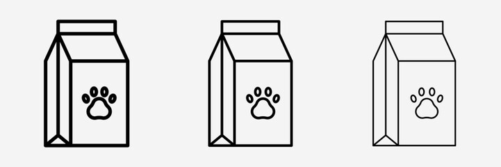 Pet food package icon vector design and illustration on White background with bold, light and thin stroke.