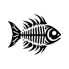Stylized fish skeleton tribal tattoo design