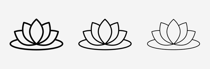 Water lily icon, Lotus flower floating in the water simple vector line icon isolated on white background.
