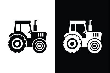 Agricultural Tractor Icon. Vintage Style Vector Illustration