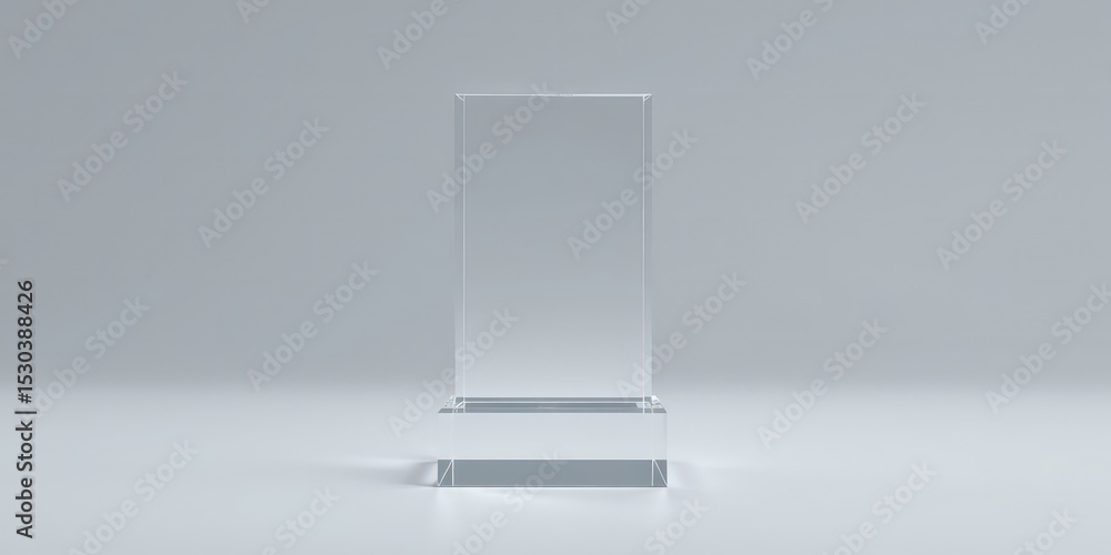 Poster clear acrylic display case on a neutral gray studio background for showcasing valuables or collectib