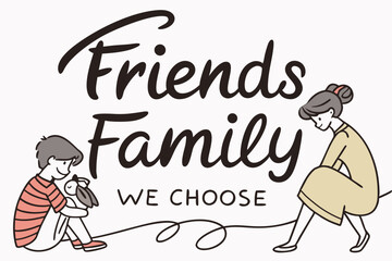 Hand lettered friendship quote inspirational vector design